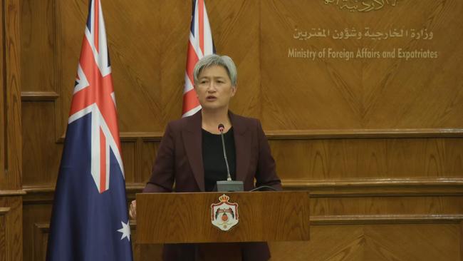 Australian Foreign Minister Penny Wong announced the new funding at a joint press conference in Amman on Tuesday. Supplied