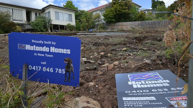 Hotondo Homes’ Hobart franchise, Tasmanian constructions, is among the high-profile construction businesses to have collapsed recently. Picture: Kenji Sato.