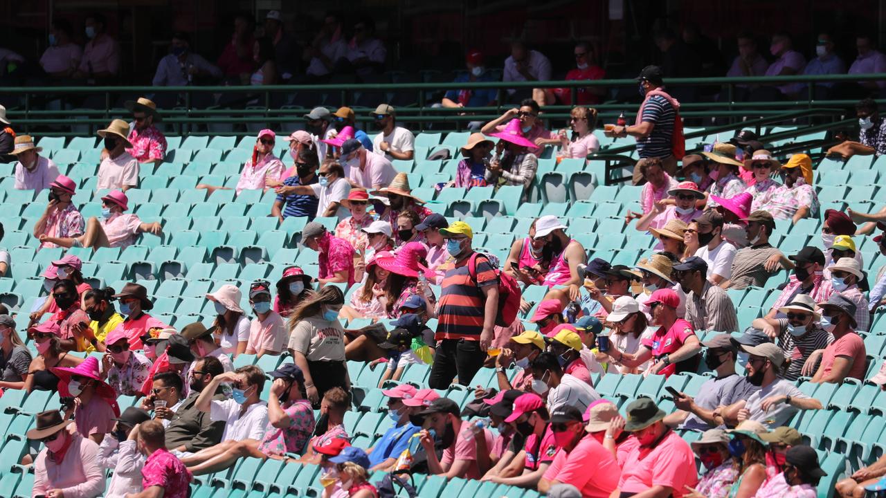 SUNDAY TELEGRAPH – Pictured are Cricket Fans enjoying the Pink Test on day 3 of the Vodafone Test Series v India at the Sydney Cricket Ground today. Picture: Tim Hunter.