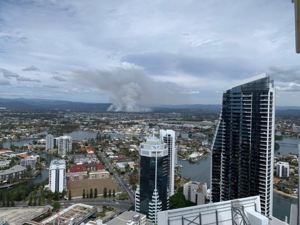 Smoke from a grass fire on the Gold Coast on September 30, 2020. Picture: John O'Brien.