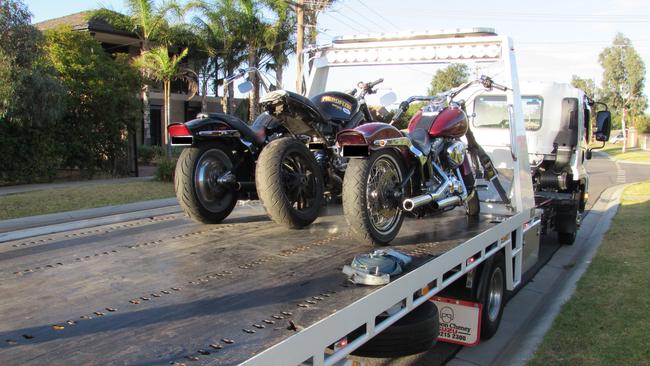 Motorbikes were seized in the dawn raids.