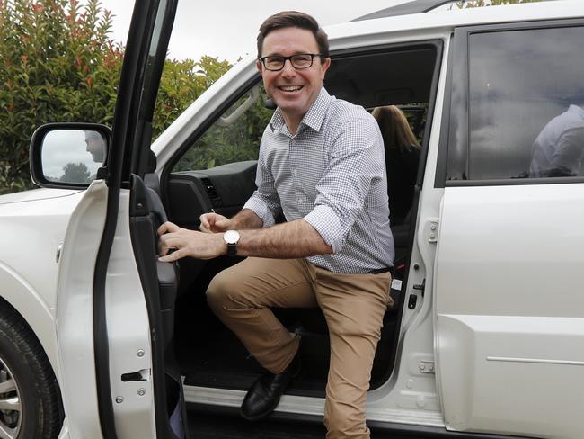 Minister for Natural Disaster David Littleproud arrives at a press conference at the Adelaide Hills Business Hub in Woodside, Adelaide, Tuesday, January 21, 2020.  (AAP Image/Kelly Barnes) NO ARCHIVING