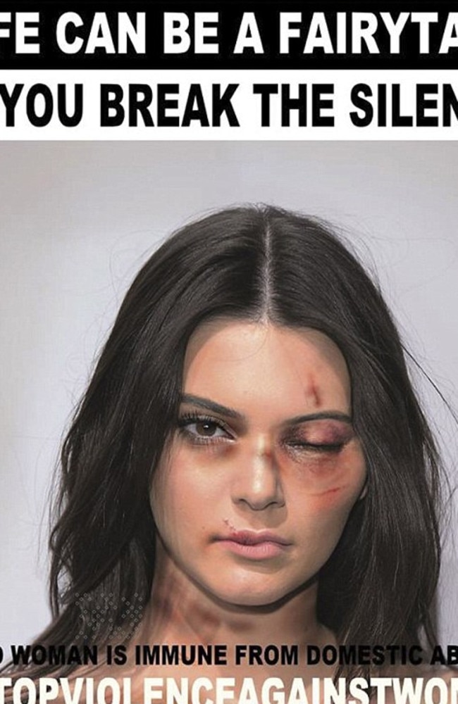 Awareness raising ... model Kendall Jenner is also part of the domestic violence campaign. Picture: Alexsandro Palombo