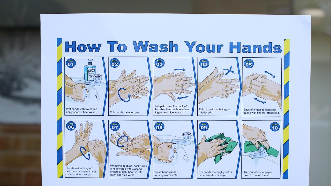 A hand washing sign encouraging greater Covid awareness. Credit: Nikki Short