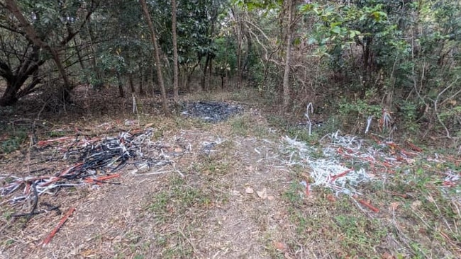 Copper thieves illegally dump the remains of their thefts, polluting bushland around Townsville. Picture: Supplied.