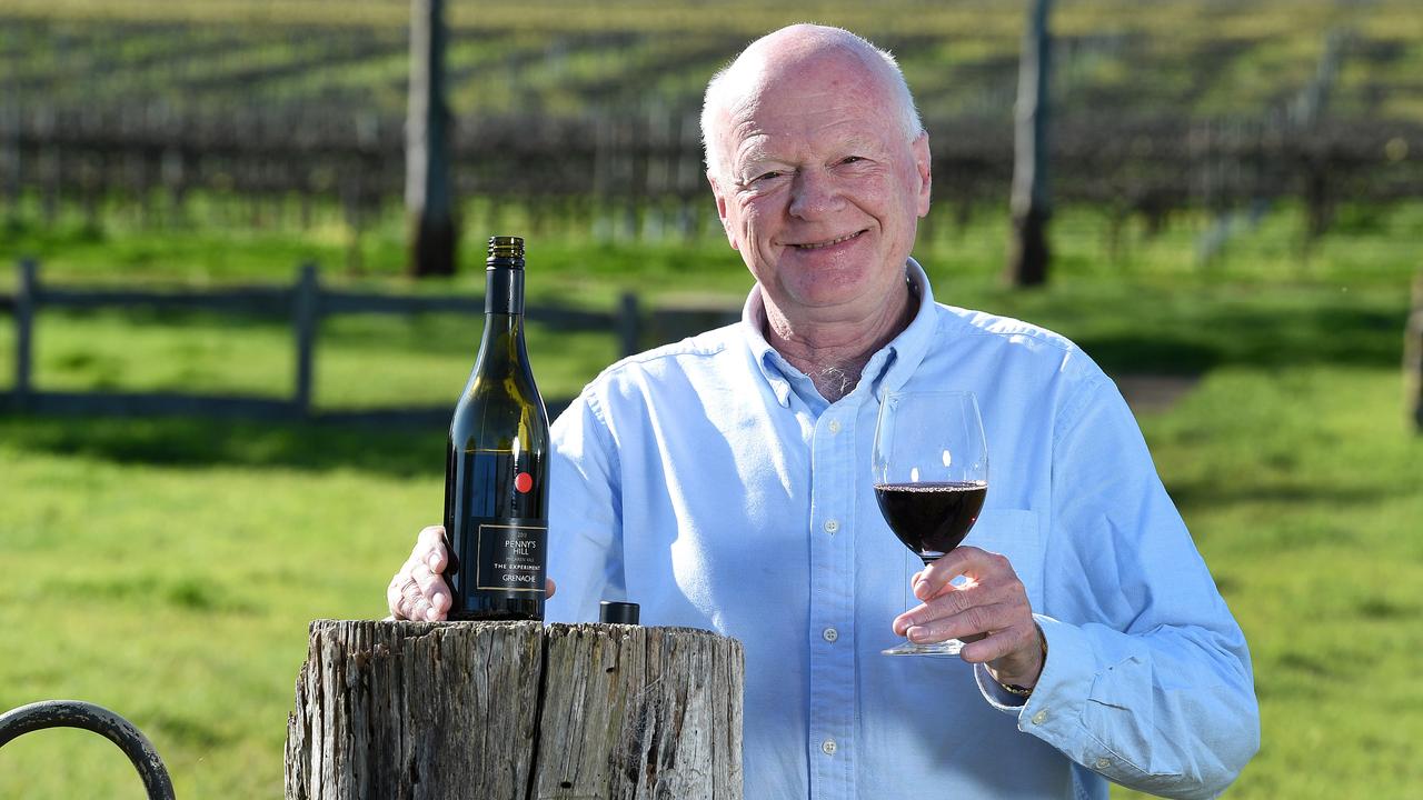 Penny's Hill Winery founder Tony Parkinson samples a grenache at the winery. Picture: Roger Wyman