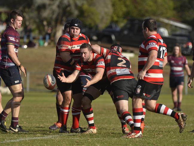 Marcus Filipetto gets his pass away for Toowoomba Rangers during their recent match against Toowoomba Bears.