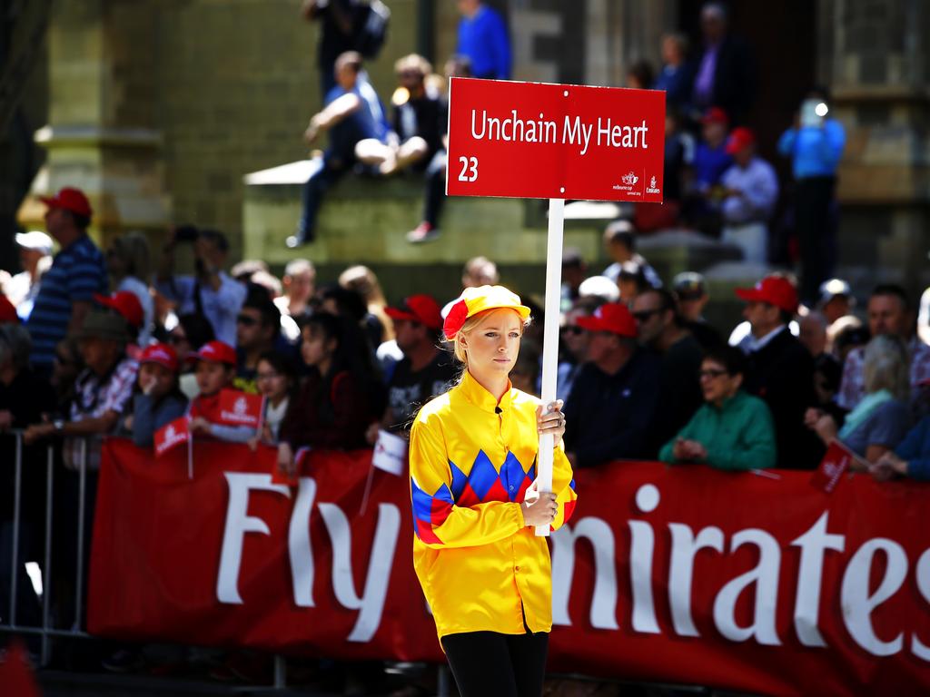 The Emirates Melbourne Cup Parade down Swanson Street. Picture: Bradley Hunter