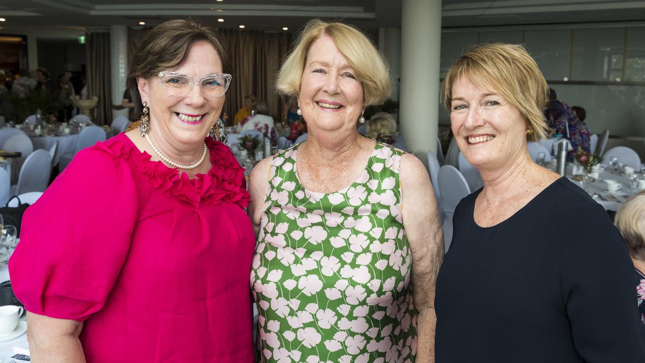 Ready for a great luncheon are (from left) Carol Brownlie, Lyn Ziesemer and Roz Brownlie at the International Women's Day lunch hosted by Zonta Club of Toowoomba at Picnic Point, Friday, March 5, 2021. Picture: Kevin Farmer