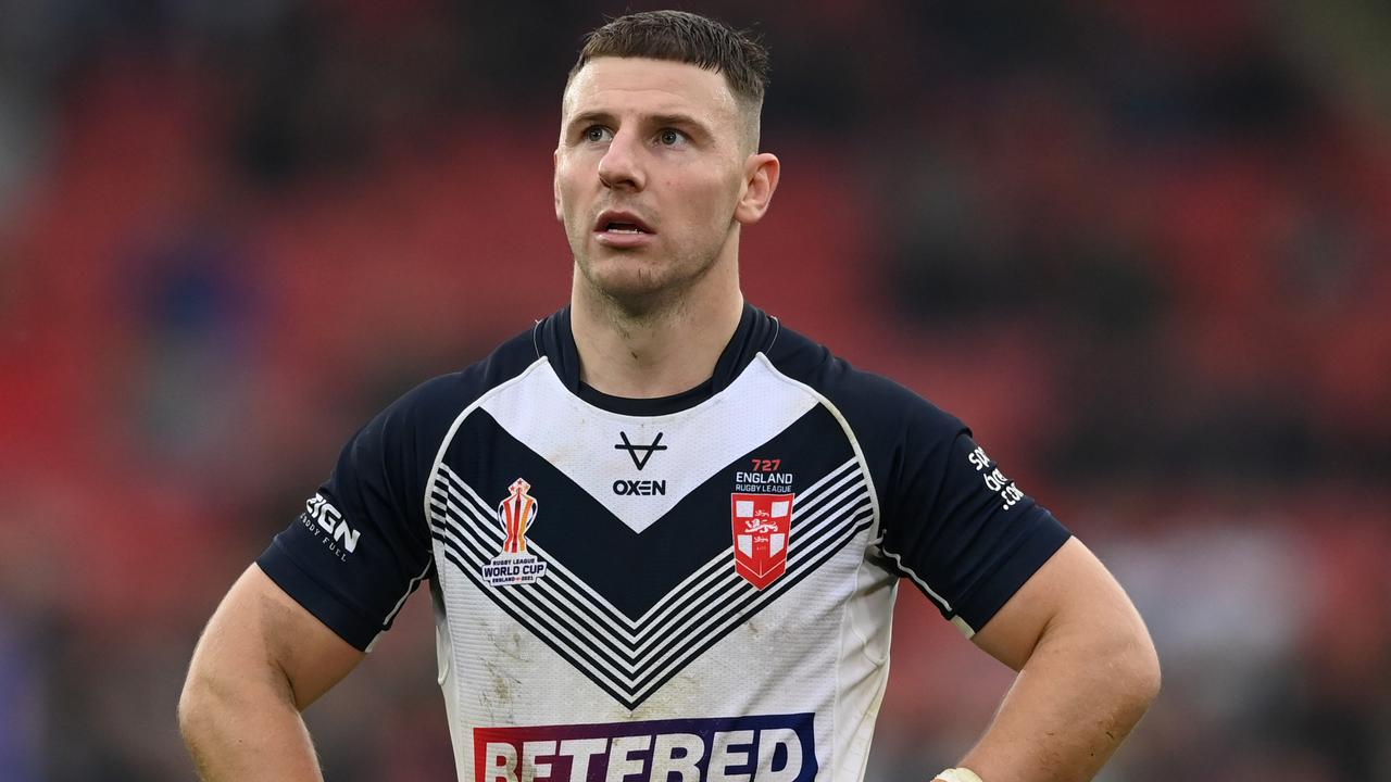 SHEFFIELD, ENGLAND - OCTOBER 29: George Williams of England during Rugby League World Cup 2021 Pool A match between England and Greece at Bramall Lane on October 29, 2022 in Sheffield, England. (Photo by Gareth Copley/Getty Images)