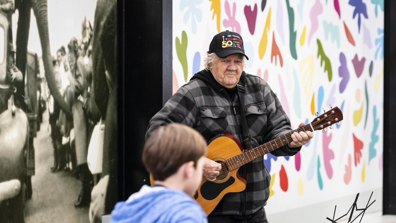 Ray Stemm performs during the Toowoomba Busking Festival, Saturday, April 29, 2023. Picture: Kevin Farmer