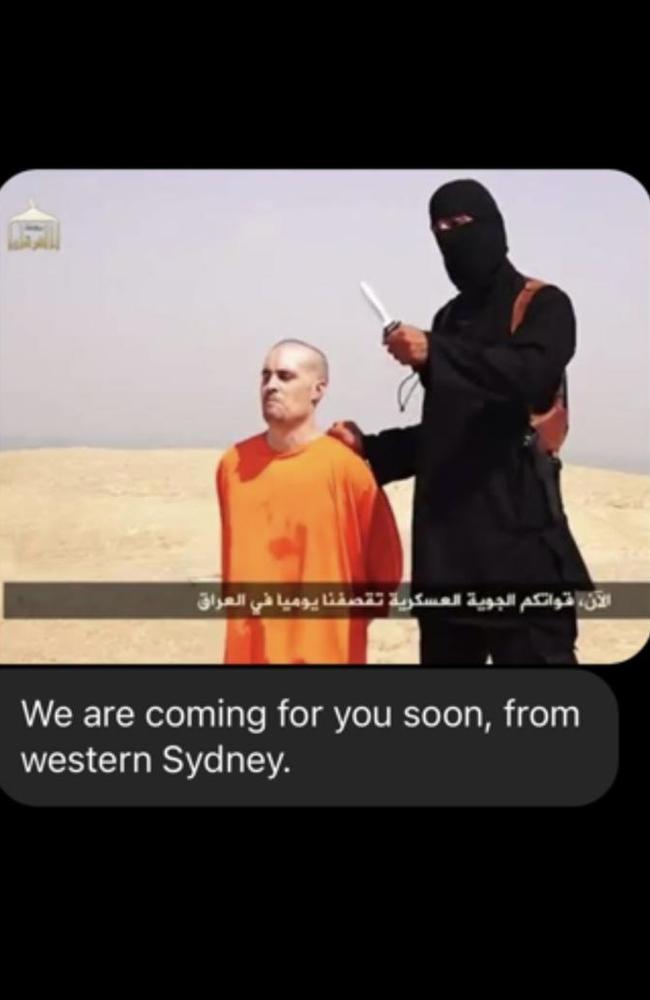 A man sent a still showing American journalist James Foley held captive by terror group ISIS to members of the Executive Council of Australian Jewry. NSW Police have arrested the man responsible for the message. Picture: Supplied