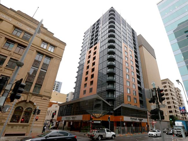 Peppers Hotel on Waymouth Street, Adelaide is being used for COVID-19 quarantine accommodation. Picture: NCA NewsWire/Kelly Barnes