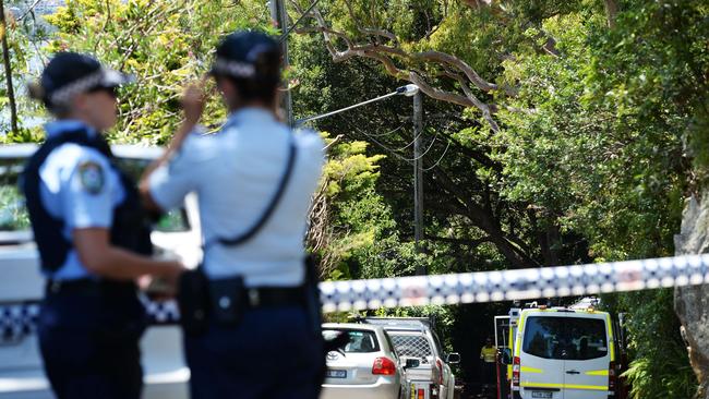 Police cordern off the scene where two workers had burns to their face after a gas leak incident in Cobbittee St, Mosman. Picture: Braden Fastier.