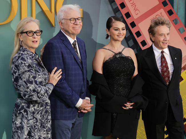 Gomez alongside her Only Murders in the Building co-stars Meryl Streep, Steve Martin and Martin Short. She’s richer than all of them combined. Picture: Kevin Winter/Getty Images