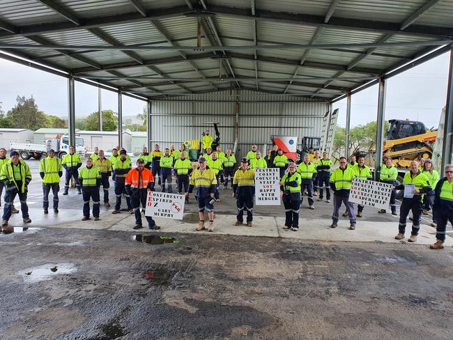 USU members at the council’s Long Jetty depot.