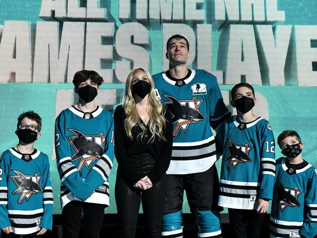 Patrick Marleau and his family. Photo by Brandon Magnus/NHLI via Getty Images