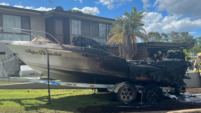 A family’s boat has been destroyed in a blaze outside their home at Avoca.