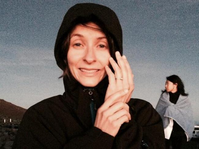 Livingston shows off her engagement ring at Haleakala volcano, Maui. Picture: Instagram