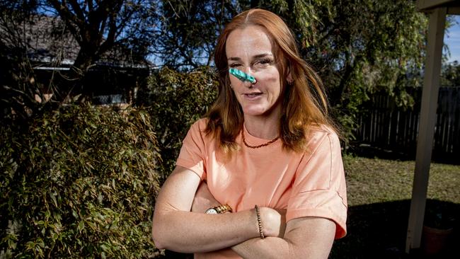 Ormeau resident Rebekah Radley wants to know the reason behind the strange smell in the suburb. Picture: Jerad Williams