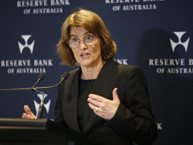 SYDNEY, AUSTRALIA - NewsWire Photos AUGUST 6 , 2024:   Reserve Bank Governor Michele Bullock delivers the RBA's Monetary Policy decision and Rates announcement. Picture: NewsWire / John Appleyard