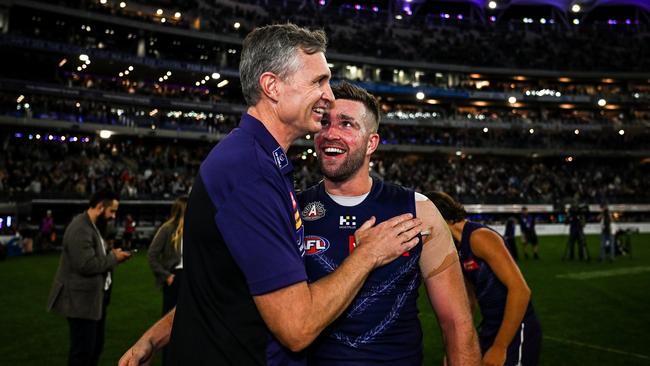 The round seven win over Adelaide was a brief high point for Longmuir and the Dockers. (Photo by Daniel Carson/AFL Photos via Getty Images)