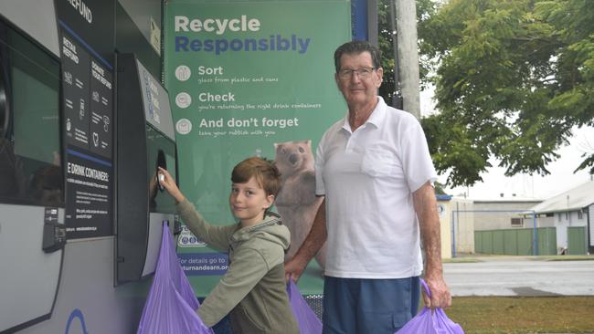 CLEAN MINDED: Richard Eastwood and his Grandson Alba Eastwood collect litter from around Grafton and recycle it at their local return and earn facility.