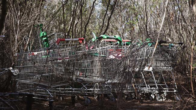 Dumped trolleys at beauty spot. Picture: Adam Yip.