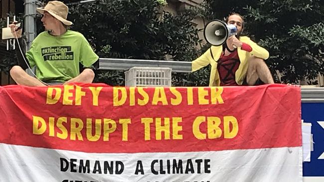 The Extinction Rebellion protest in Brisbane CBD. Photo: Bianca Stone