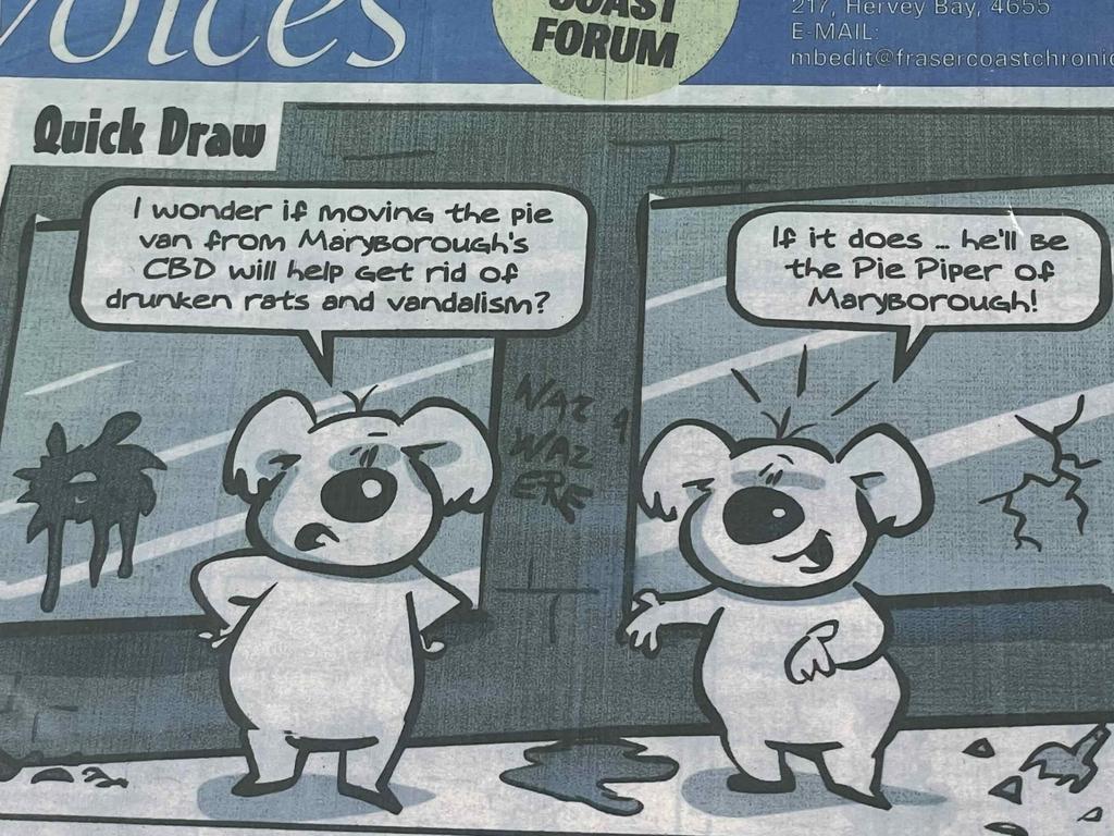 LOOKING BACK: A Fraser Coast Chronicle cartoon covers the petition in December 2005, to move Rick Hart Pie Truck from Kent Street received widespread backlash from residents.