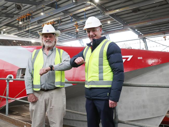 Robert Clifford of Incat with former-premier Peter Gutwein. Picture: Nikki Davis-Jones