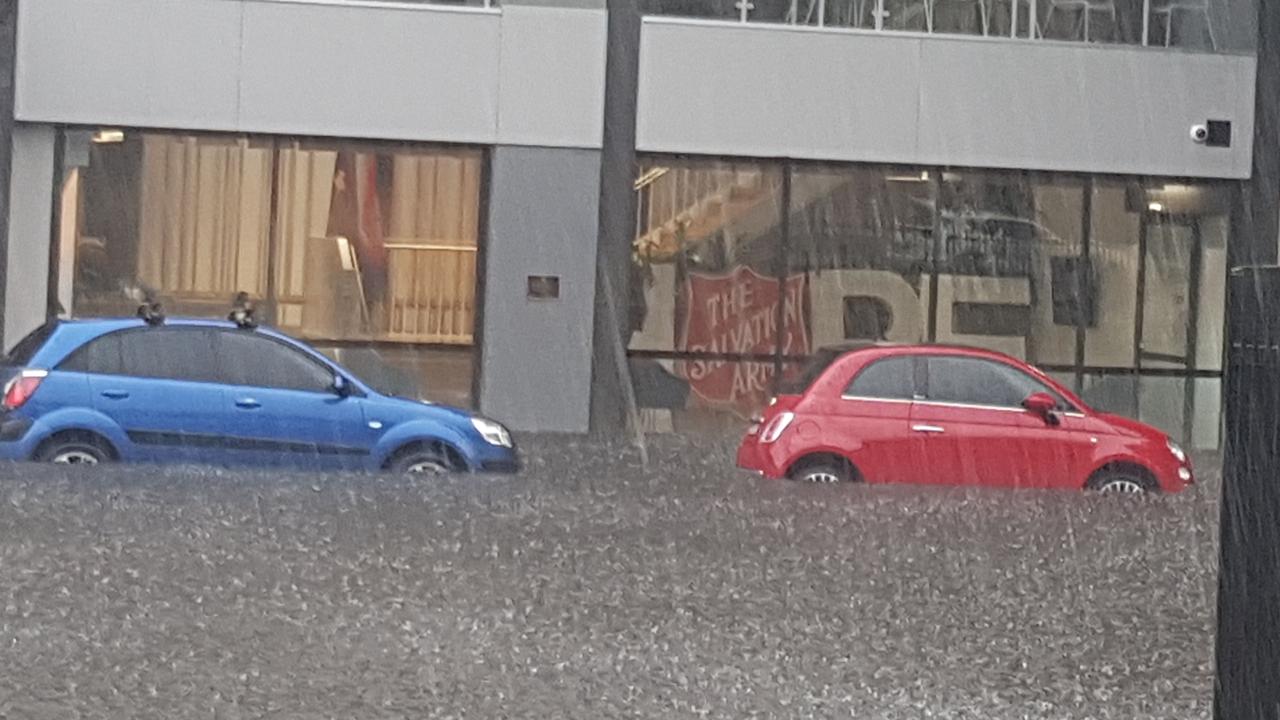 Submerged cars in Redfern, in Sydney's inner south.