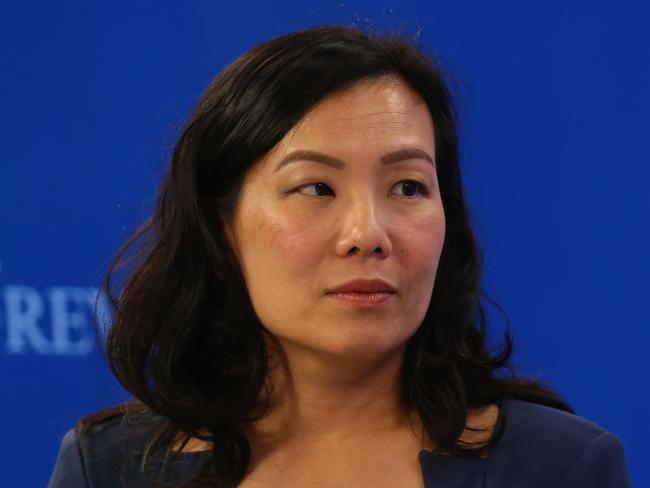 01/11/2019. Gavin McLaren, chief executive of Corrs Chambers Westgarth; and Sandy Mak, head of the Corrs corporate practice, in conversation with Chris Merritt at News Corp. studios in Sydney. Britta Campion / The Australian