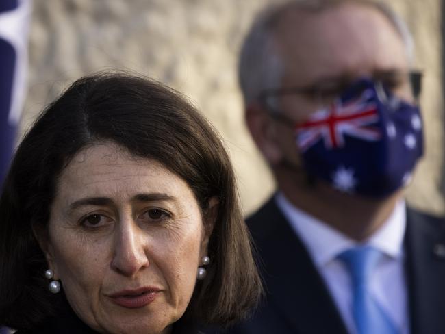 NSW Premier Gladys Berejiklian and Prime Minister Scott Morrison, July 2021. Picture: Getty Images