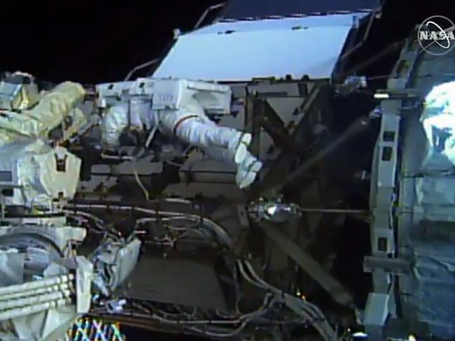 Christina Koch during her space walk outside the International Space Station on October 18, 2019. Picture: AFP/NASA TV