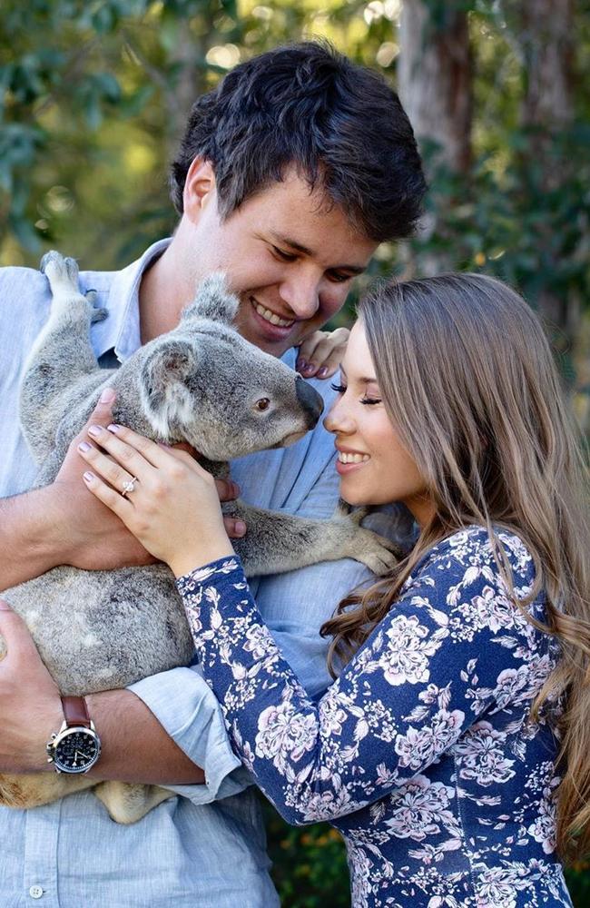 Chandler Powell and Bindi Irwin getting engaged. Picture: @australiazoo/Instagram