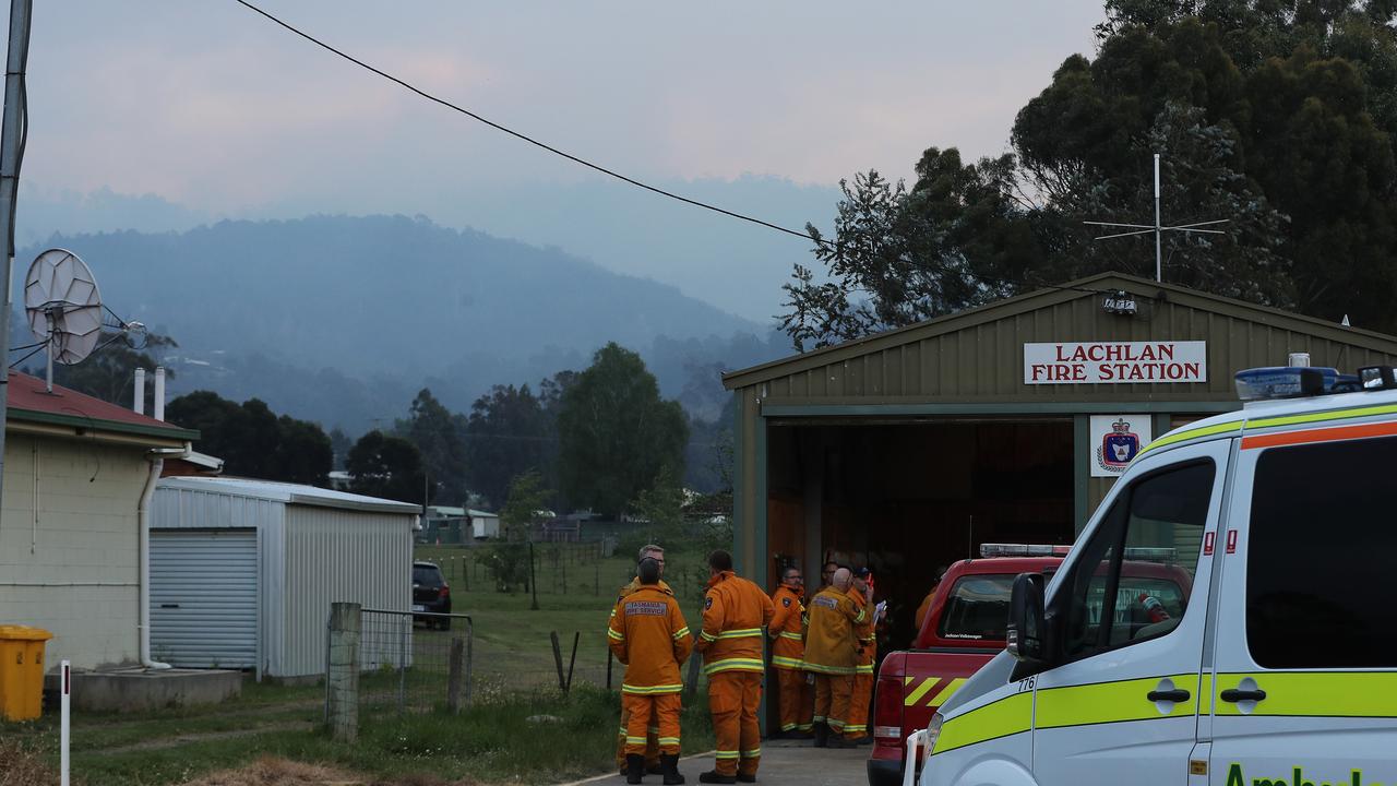 Lachlan Fire: Tasmania Fire Service personnel at Lachlan Fire Station. Picture: LUKE BOWDEN