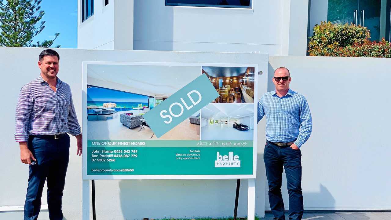 John Stamp and Ben Radcliff of Belle Property Noosa and Coolum on site at 31 Pacific Heights Ct, Coolum Beach.