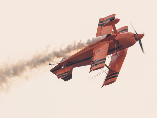 Glenn Collins performs a loop before the crash. Picture: David Caird