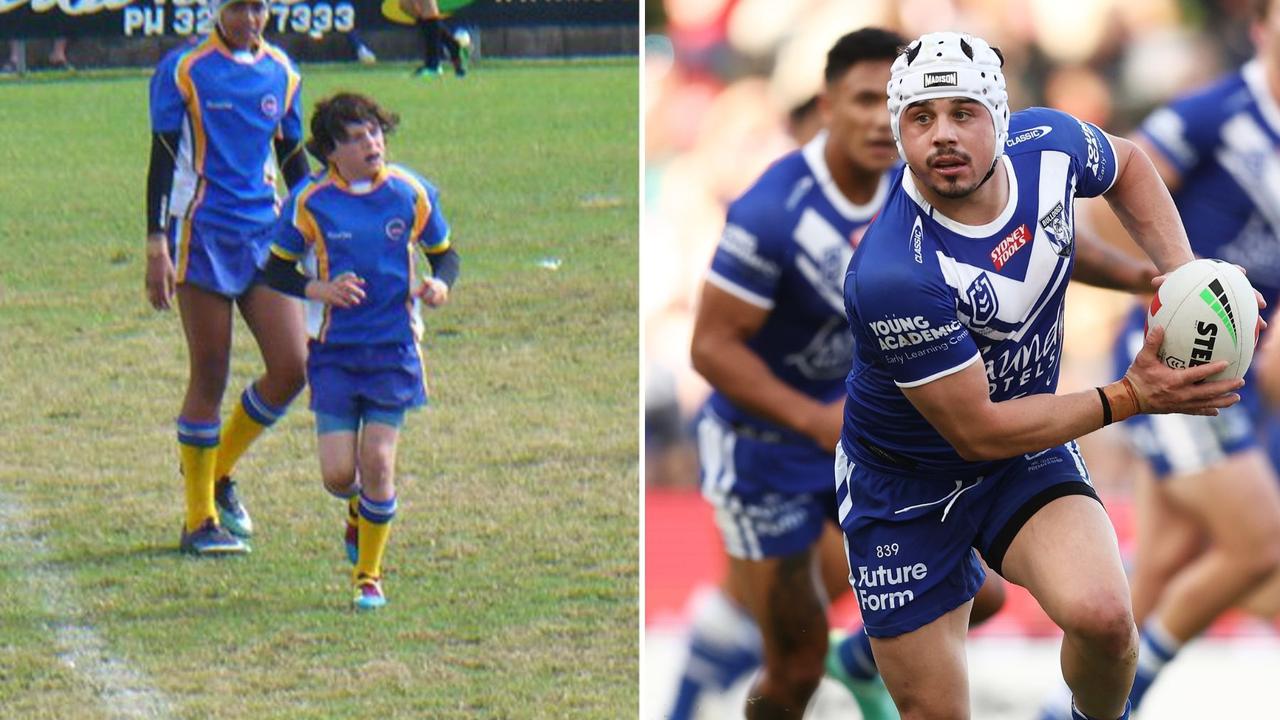 Left: Reed representing the Sunshine Coast regional team. Reed Mahoney of the Bulldogs runs with the ball during the round nine NRL match between St George Illawarra Dragons and Canterbury Bulldogs at WIN Stadium on April 30, 2023 in Wollongong, Australia. Picture: Matt King/Getty Images.