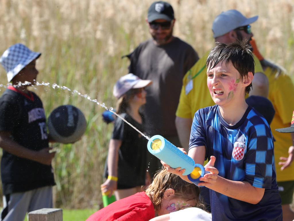 Water pistol fun to finish the event. Picture: Mark Wilson