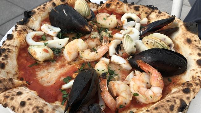 Frutta di mare pizza at Sicily Mare, Aldinga Beach.