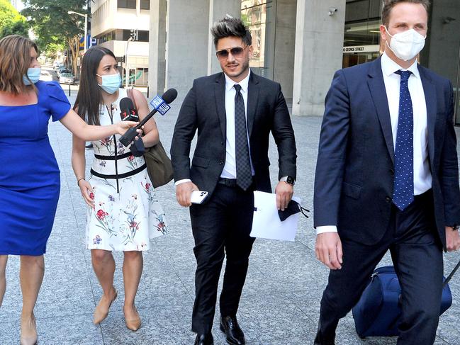 Michael Anthony Langanis leaves Brisbane District Court today. Picture: John Gass/NCA NewsWire