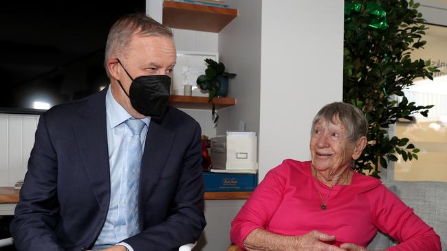 Labor leader Anthony Albanese visits Symons House Retirement Village in Nowra on Thursday. Picture: Toby Zerna