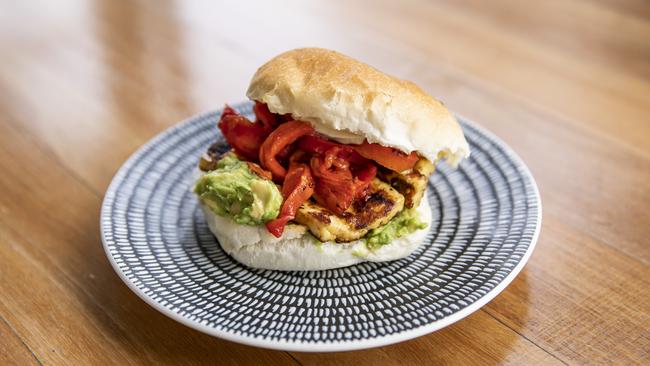 Haloumi burger. Picture: Mark Cranitch