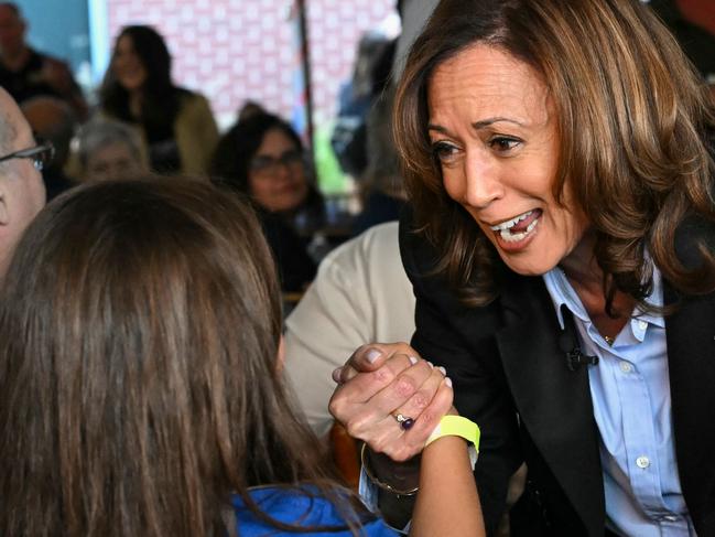 TOPSHOT - US Vice President and Democratic presidential candidate Kamala Harris meets with local union members and their families at the International Brotherhood of Electrical Workers (IBEW) Local 9 in Pittsburgh, Pennsylvania, on September 2, 2024. (Photo by ANDREW CABALLERO-REYNOLDS / AFP)