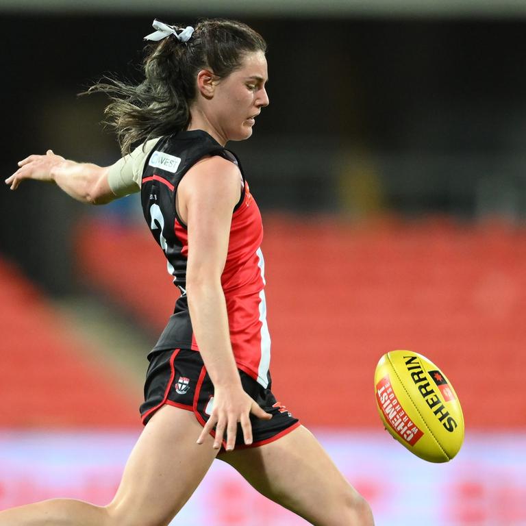 St Kilda defender Alice Burke says the Saints will enter a challenging next period of the AFLW season full of belief in their game plan. Picture: Matt Roberts / Getty Images