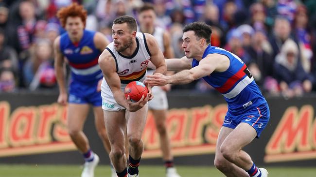 Brad Crouch leads the list of Crows without a contract for 2021. Picture: AAP/Scott Barbour