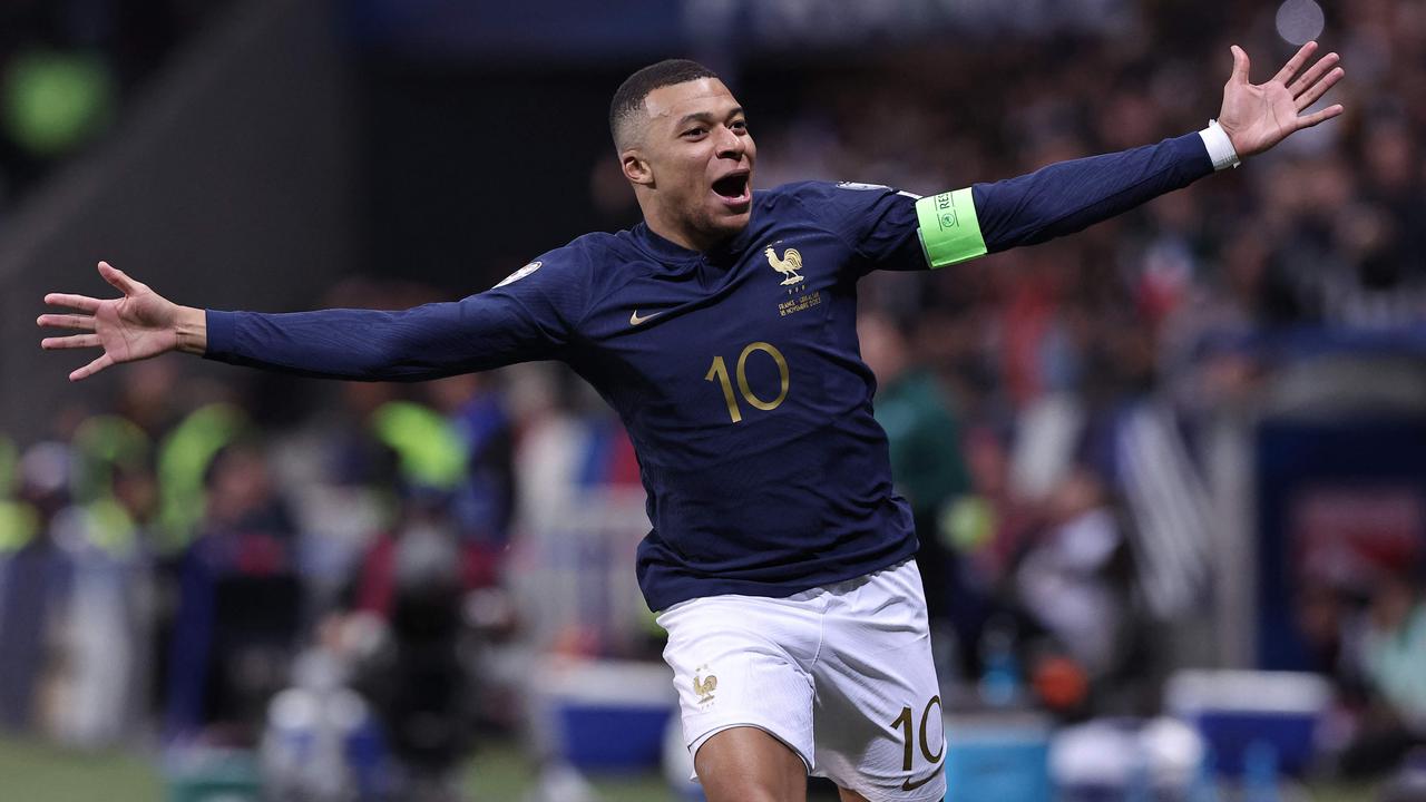 Kylian Mbappe scored three of France’s 14 goals against Gibraltar. (Photo by FRANCK FIFE / AFP)