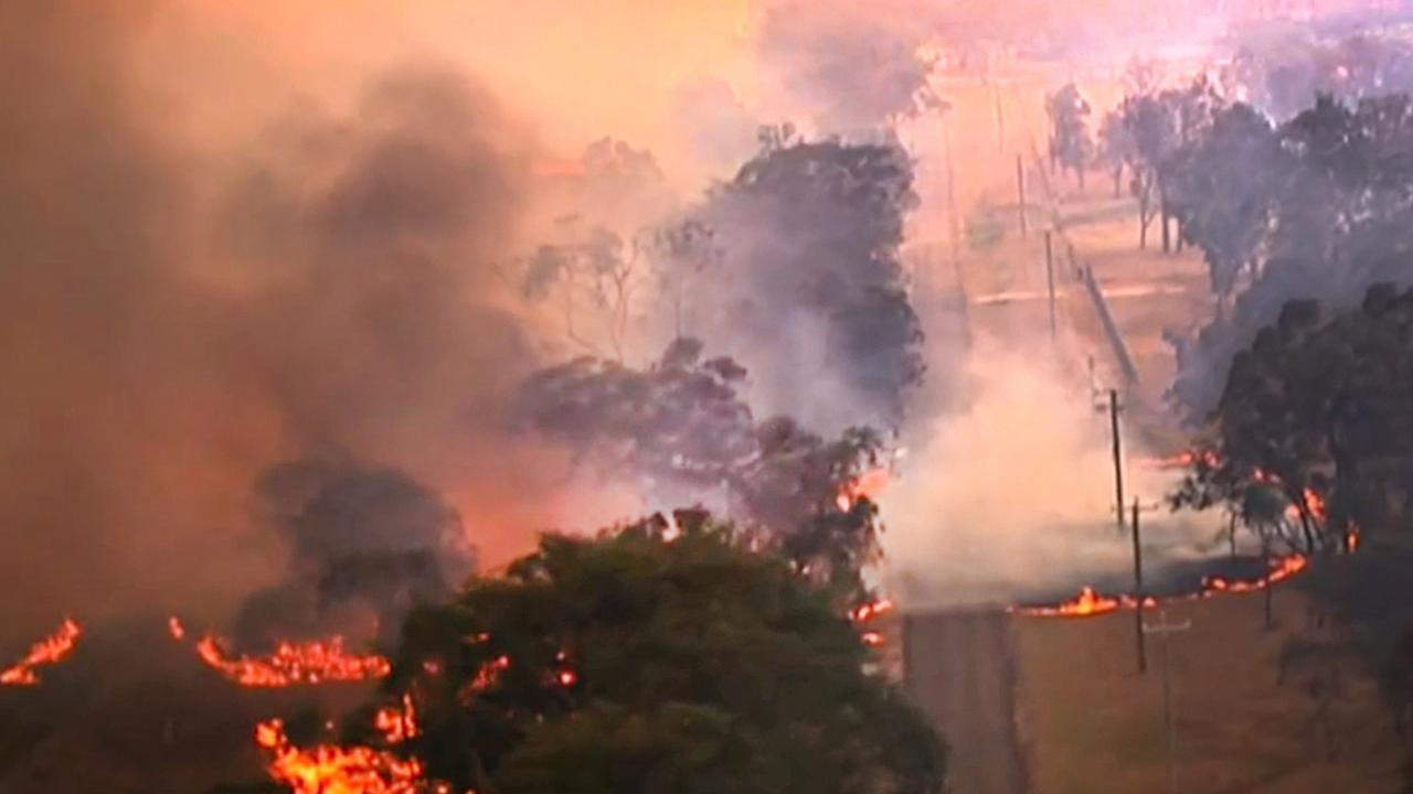 The bushfire roaring towards Wallangarra.